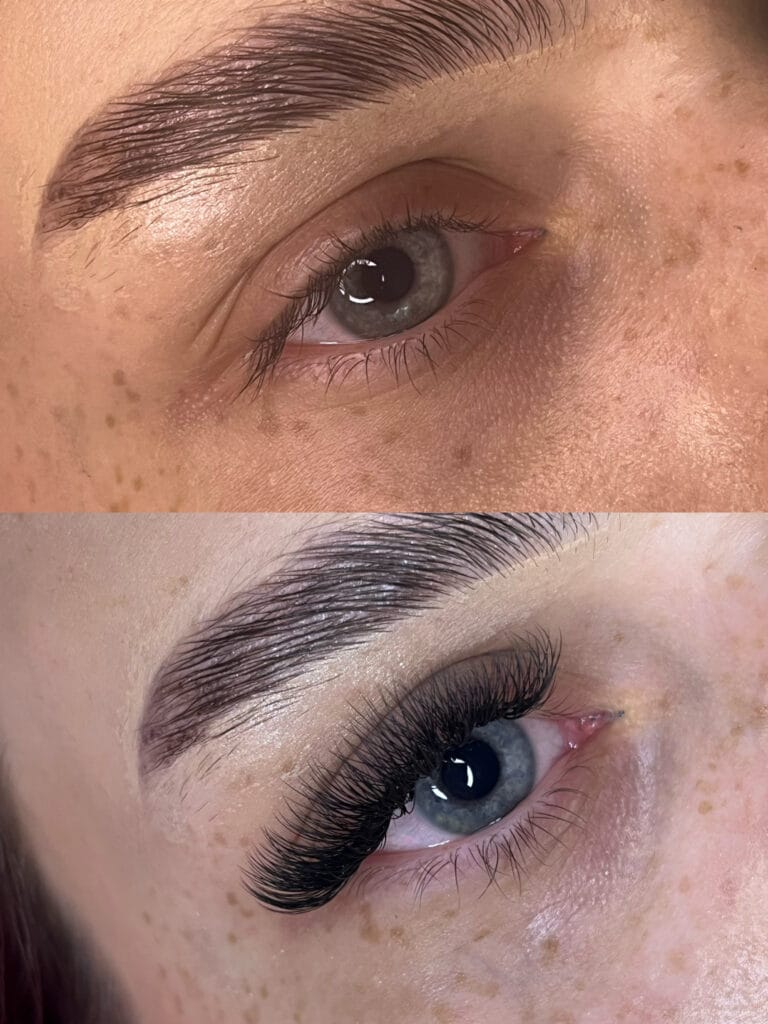 Efekt przedłużania rzęs w salonie kosmetycznym Metamorfoza Kasia Grabowska, Maków Mazowiecki