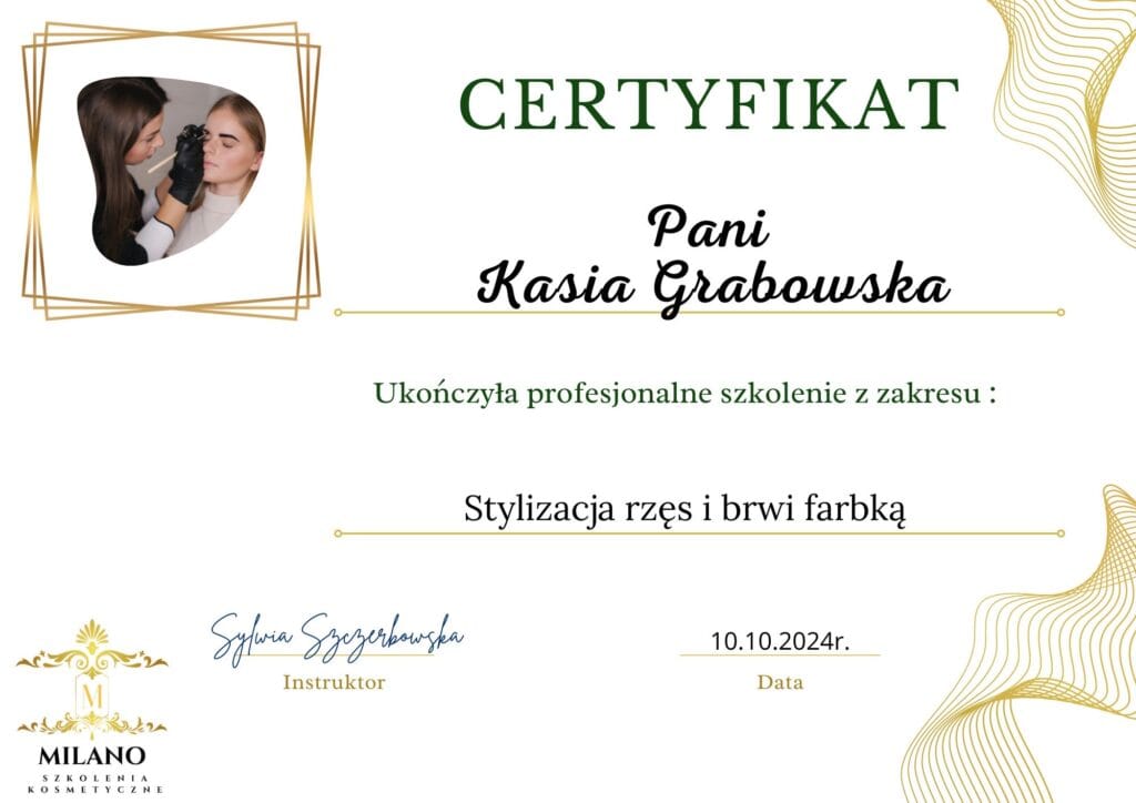 Certyfikaty i szkolenia Kasia Grabowska Metamorfoza Maków Mazowiecki Salon Kosmetyczny