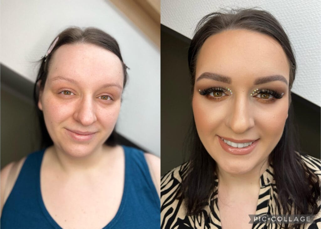 Makijaż wieczorowy przed i po – Metamorfoza Kasia Grabowska Maków Mazowiecki