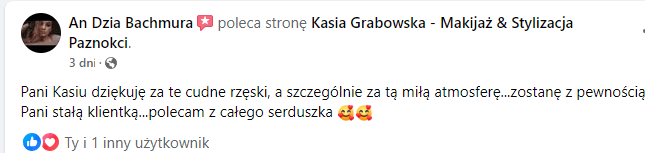 Opinie na temat stylizacji rzęs w Metamorfoza Kasia Grabowska
