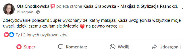 Opinie zadowolonych klientek Metamorfoza Kasia Grabowska