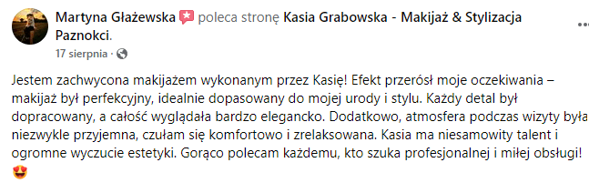 Klientki doceniają usługi Metamorfoza Kasia Grabowska