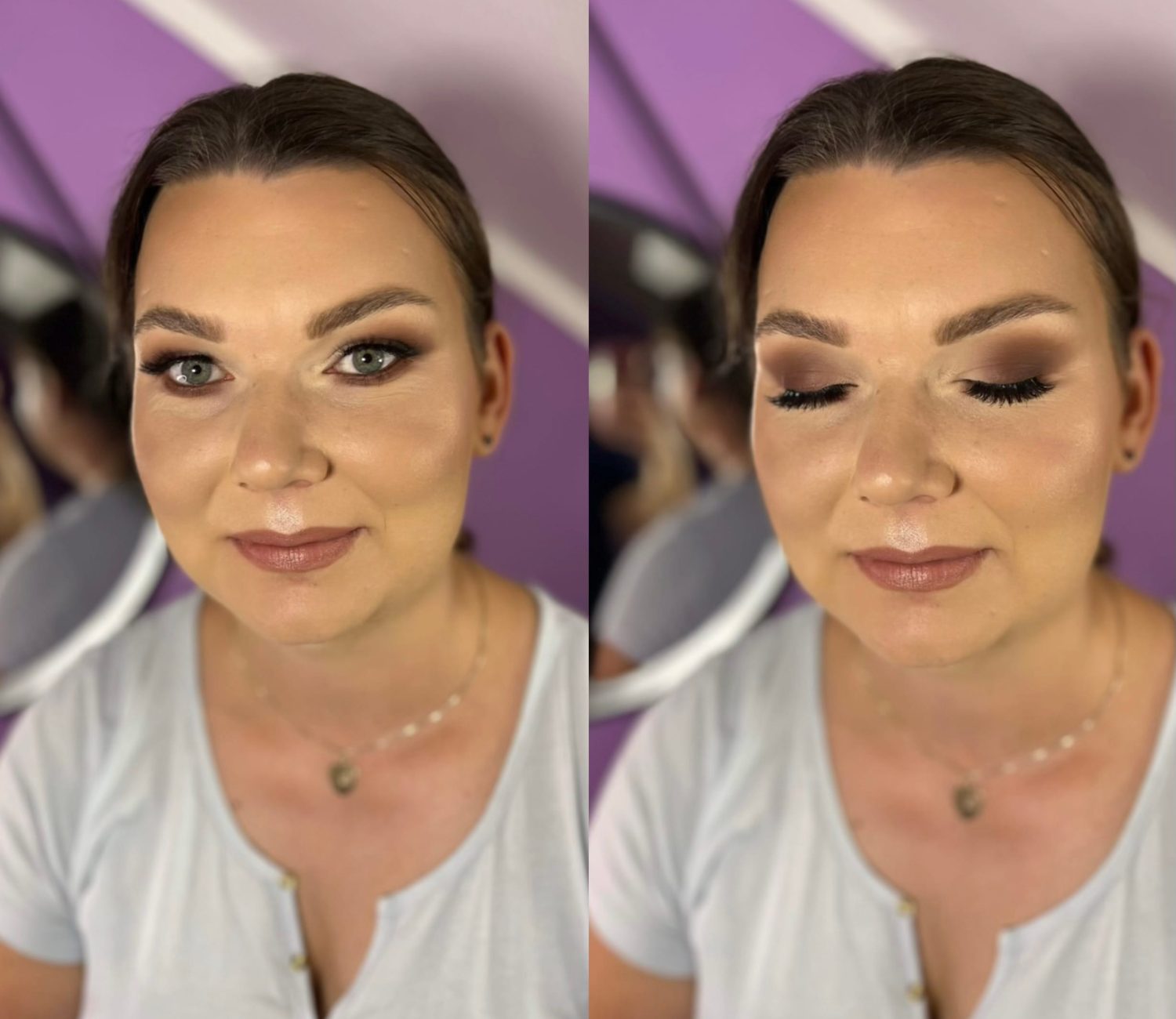 Delikatny makijaż wykonany w salonie kosmetycznym Metamorfoza Kasia Grabowska, Maków Mazowiecki