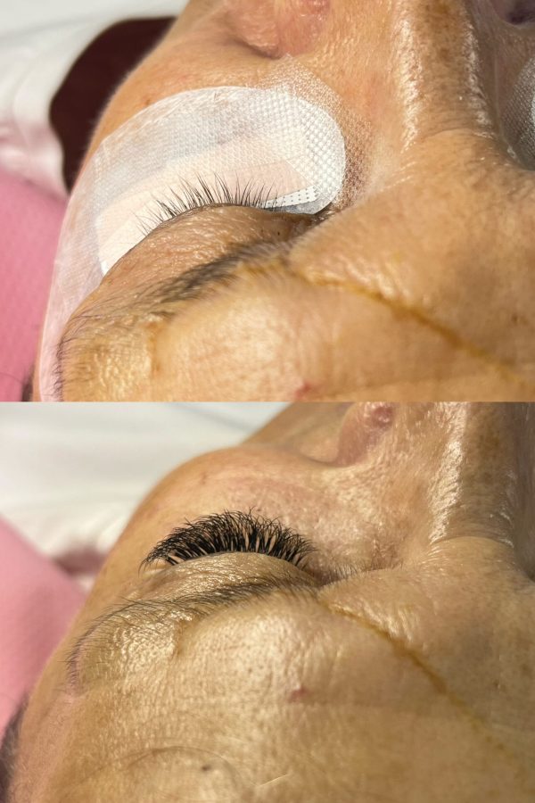 Przedłużanie rzęs dla dojrzałej kobiety w salonie kosmetycznym Metamorfoza Kasia Grabowska, Maków Mazowiecki