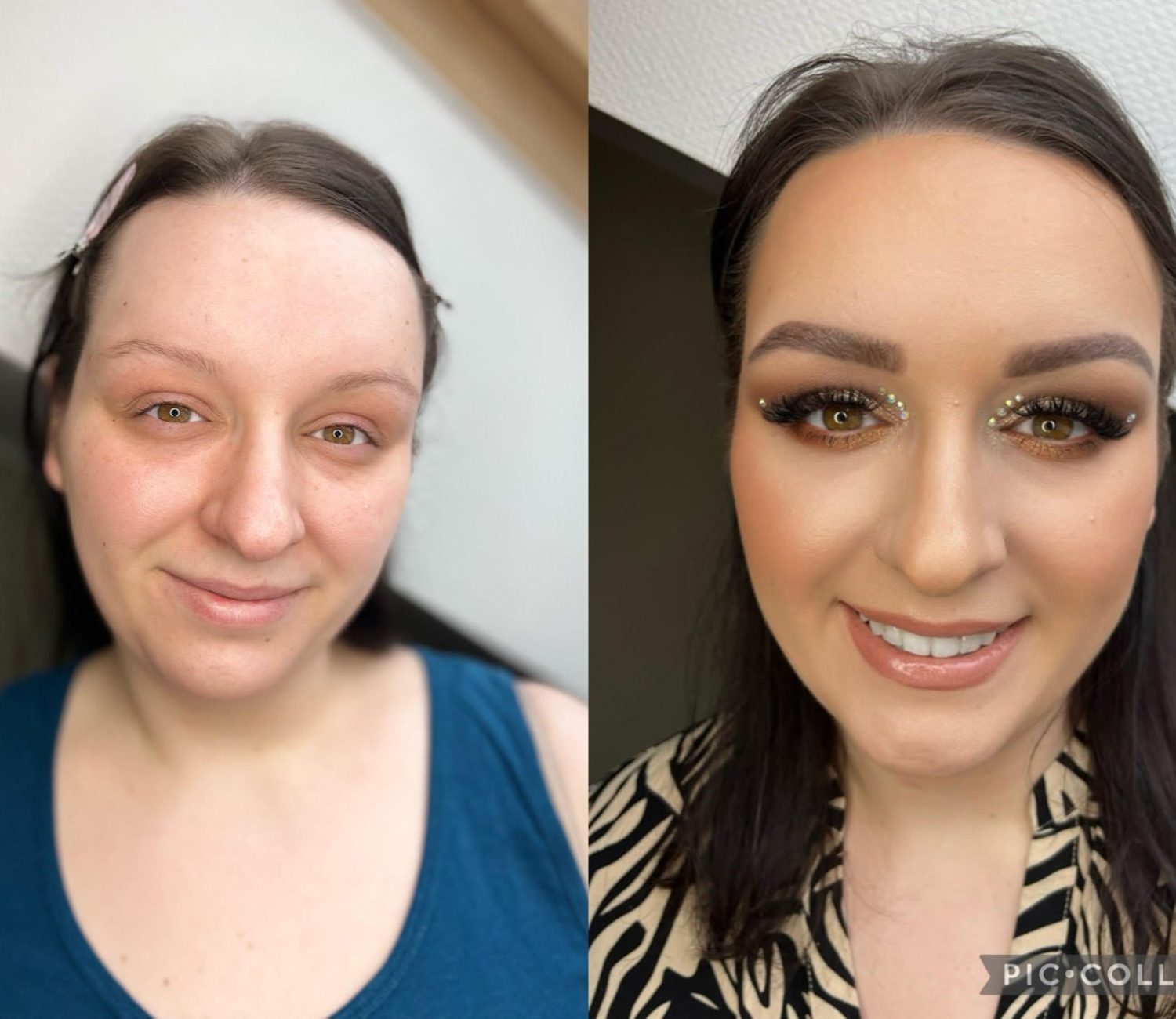 Makijaż wieczorowy przed i po – Metamorfoza Kasia Grabowska Maków Mazowiecki